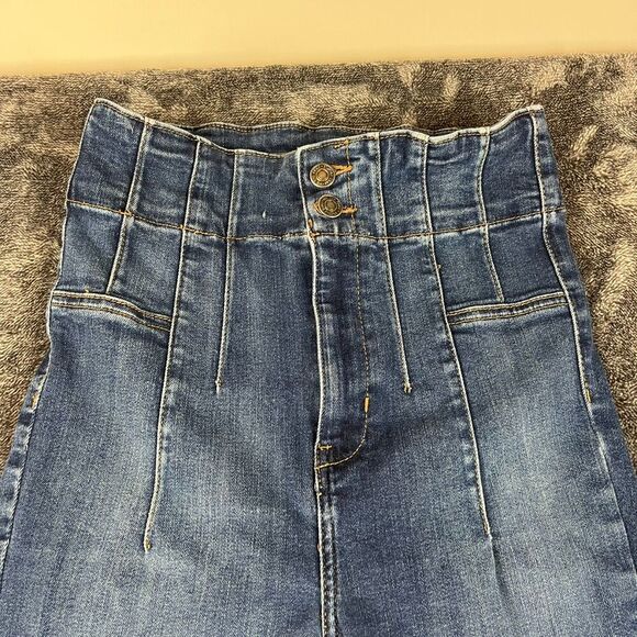 Free People Jayde Flare Blue Denim Jeans Women's 29 High-Rise Stretch Western - Picture 2 of 14